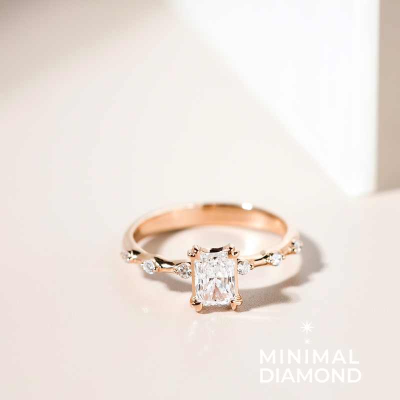 Mini Classic Radiant 0.50 Carat Ring with Heart Shape Prongs